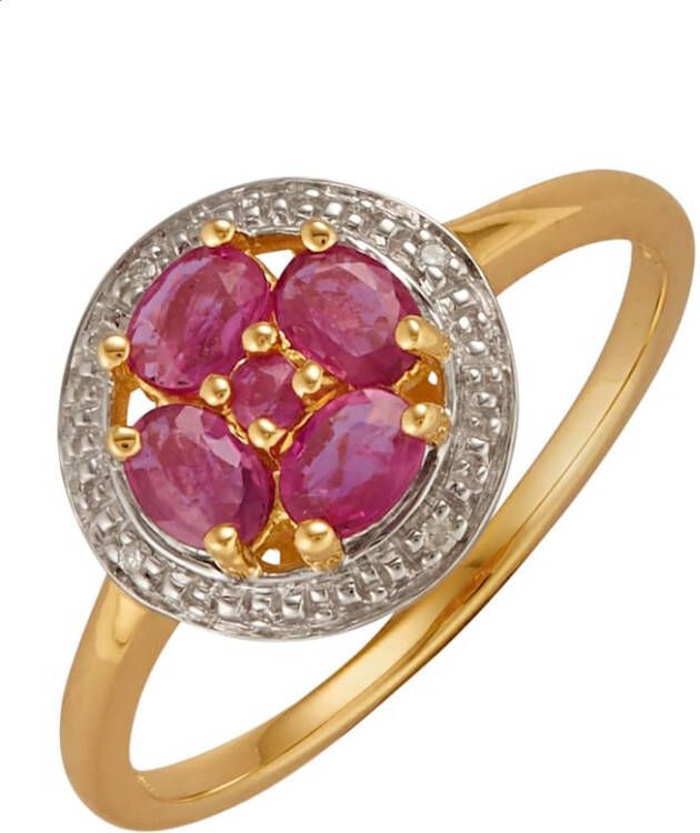 Diemer Farbstein Damesring met robijnen en diamanten Rood