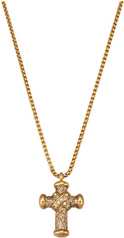 Jacques Lemans Hanger Kruis met ketting La Passion Geelgoudkleur