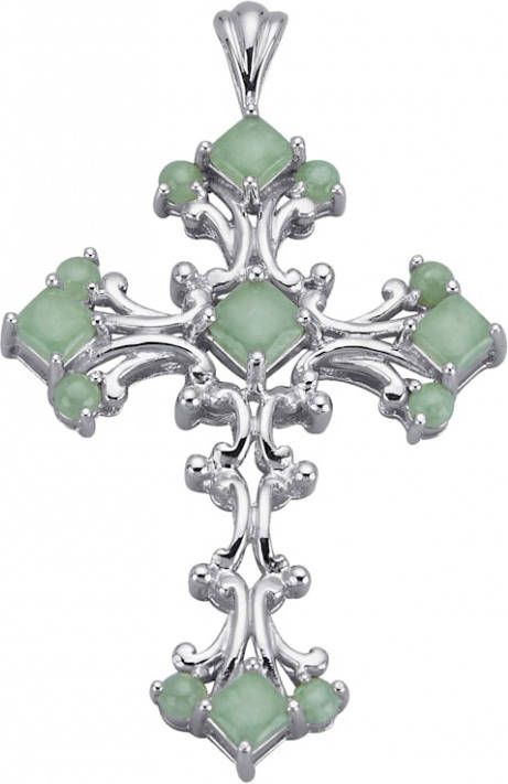 KLiNGEL Hanger met jade, van echt zilver Zilverkleur