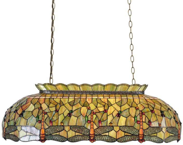 Clayre&Eef Groene pendellamp Fania in Tiffany stijl