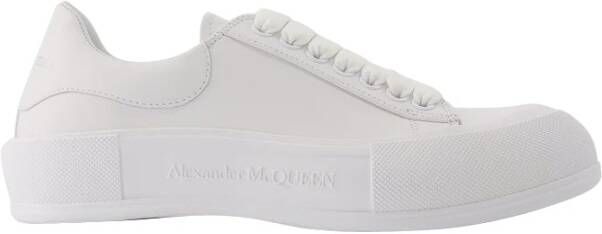 alexander mcqueen Deck Plimsolls in wit leer , Wit, Heren