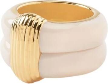 Aurélie Bidermann Katt ring in witte bakeliet , Wit, Dames