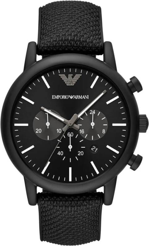 Emporio Armani Zwarte mannen horloges , Zwart, Heren