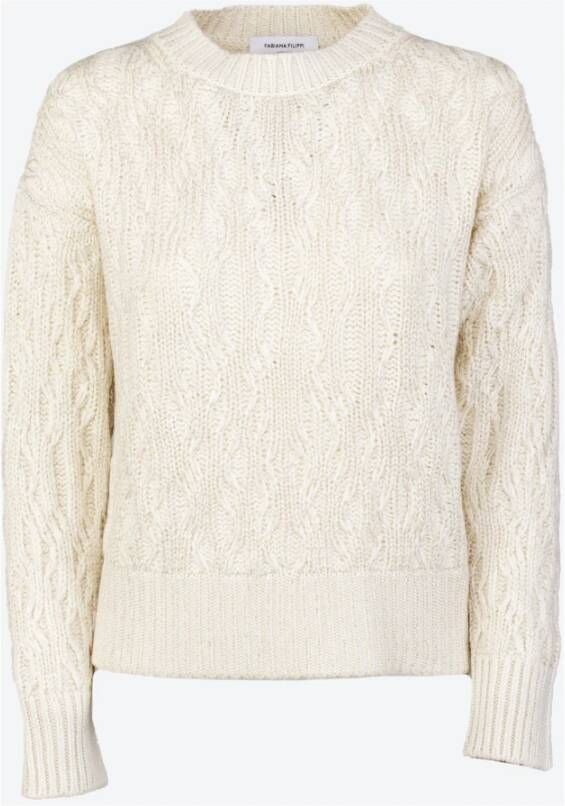 Fabiana Filippi Ronde hals gekweek , Beige, Dames