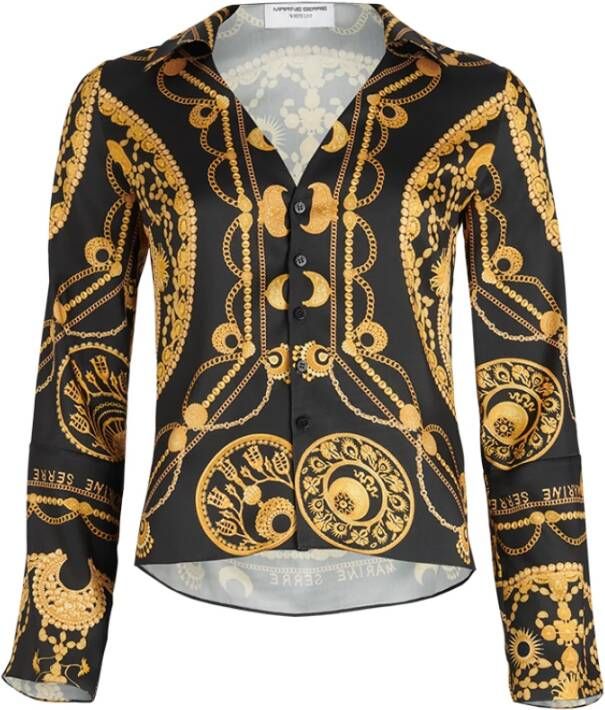 Marine Serre Oramt sieraden luxueuze pyjama blouse , Zwart, Dames