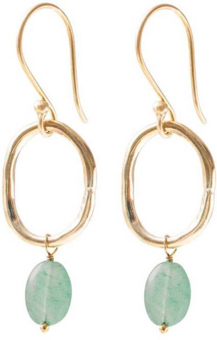 A Beautiful Story Oorbellen Graceful Aventurine Gold Plated Earrings Groen