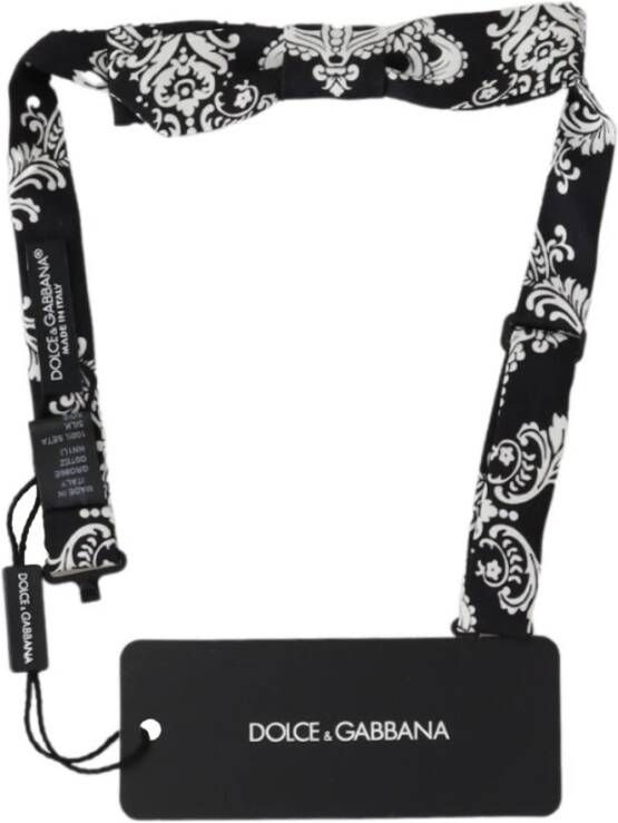 Dolce & Gabbana Adjustable Neck Papillon Bow Tie , Zwart, Heren