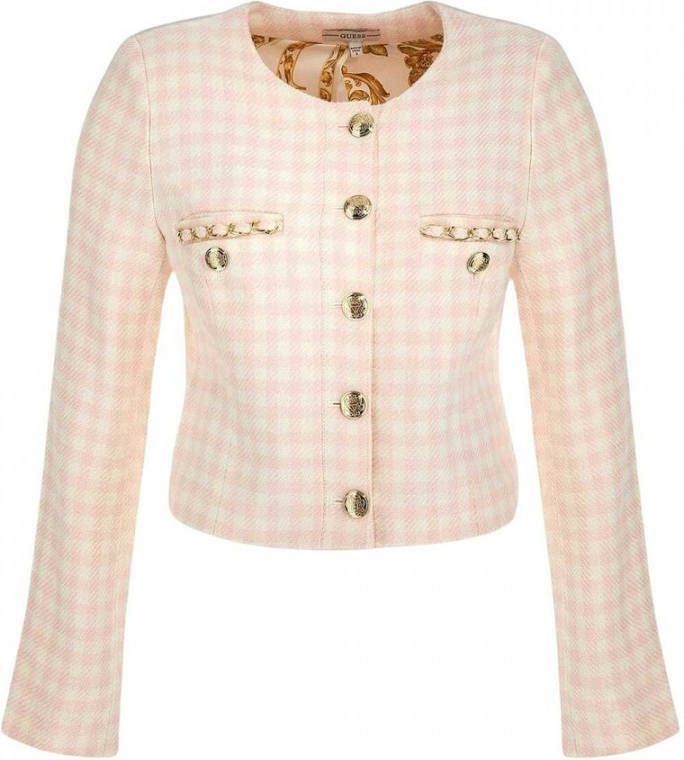 Guess jacket Bella Tweed , Roze, Dames