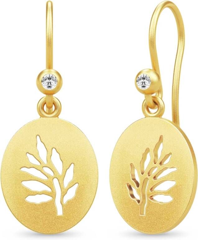 Julie Sandlau Tree of Life Signet Earrings Gold , Geel, Dames