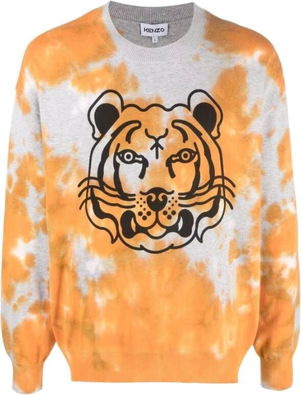Kenzo K Tiger Tie Dyed Jumper , Oranje, Heren