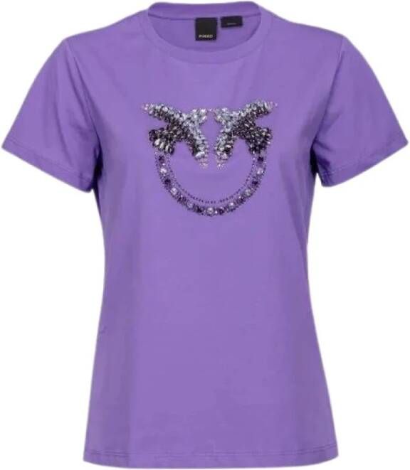 pinko 100535A0MayB1 Quentin Logo T shirt , Paars, Dames