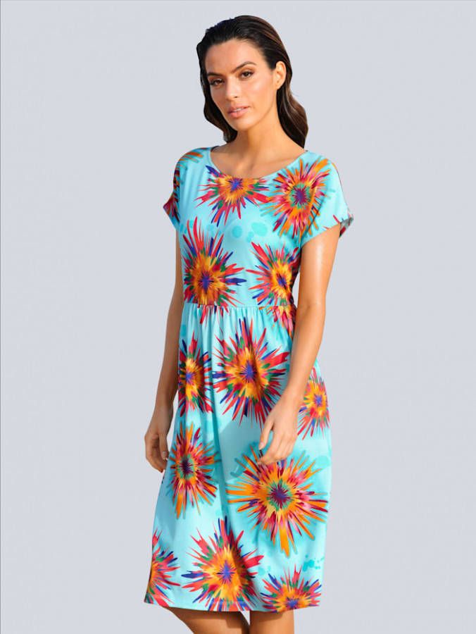 alba moda Jurk met bloemendessin Turquoise