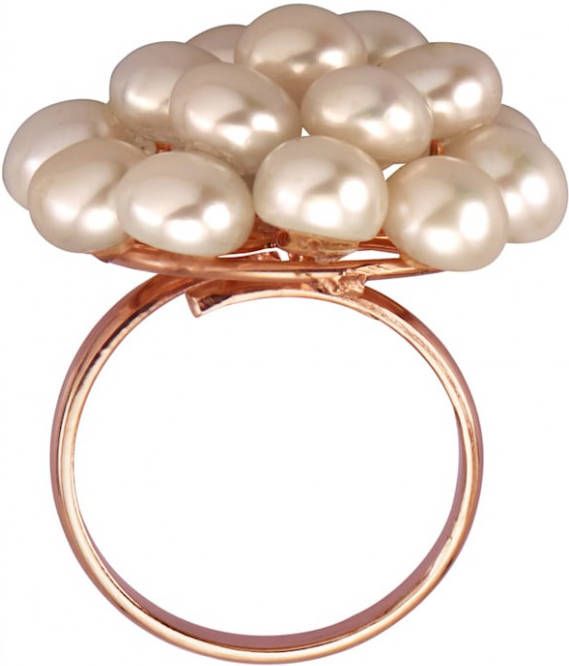 AMY VERMONT Damesring met cultivé zoetwaterparels Wit