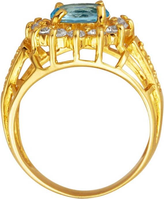 Golden Style Damesring met 1 blauwe glassteen Lichtblauw