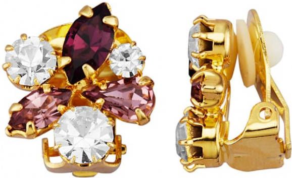 Golden Style Oorclips met kristalsteentjes Goudkleur