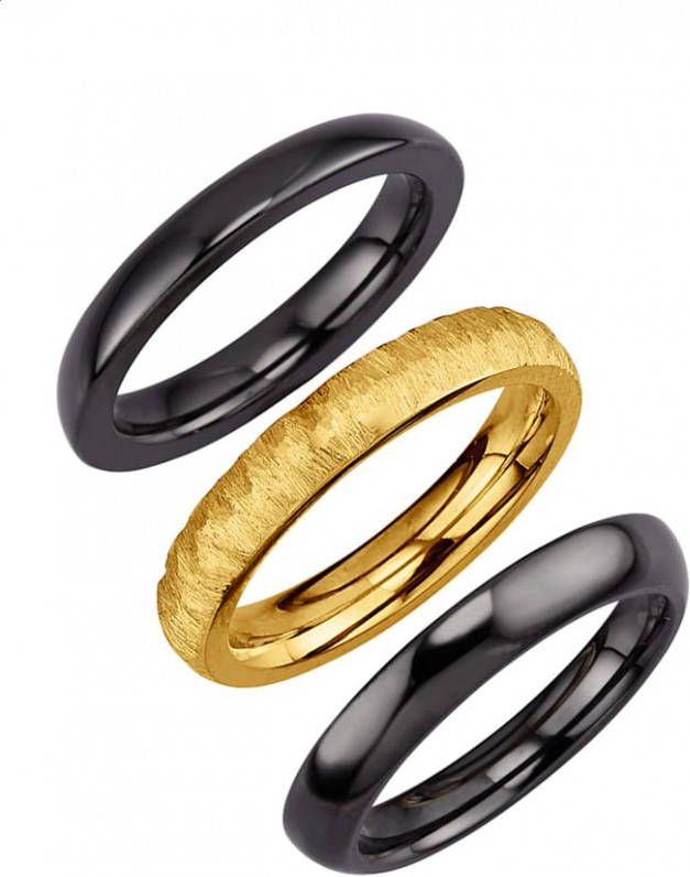 Jacques Lemans 3 delige set damesringen Multicolor