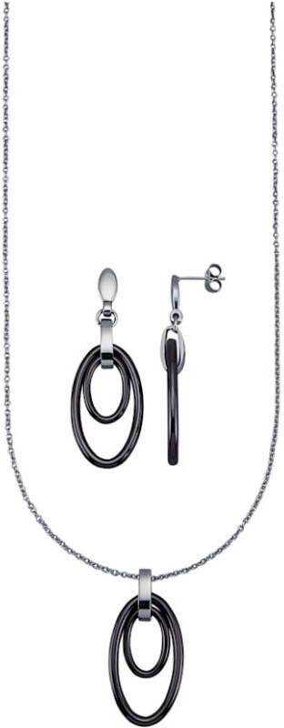 Jacques Lemans 3 delige sieradenset met keramiek Bicolor