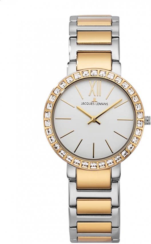 Jacques Lemans Dameshorloge met kristallen Geelgoudkleur