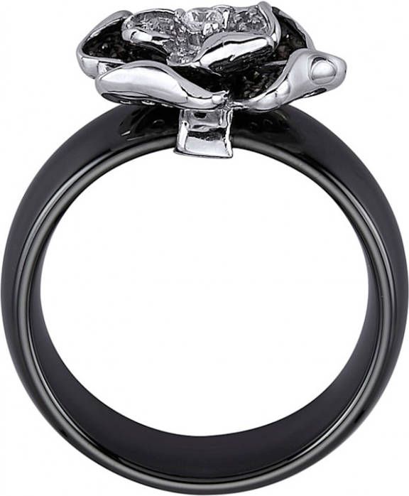 Jacques Lemans Damesring met keramiek Zwart