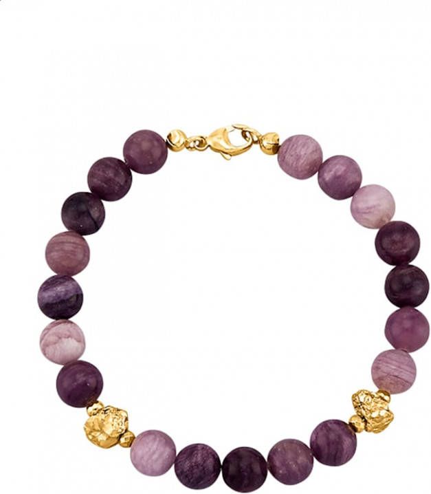 KLiNGEL Armband met fluoriet en pyriet Goudkleur