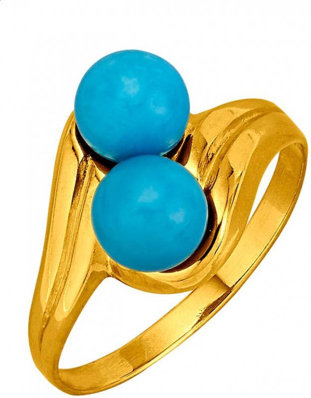 MONA Damesring met 2 turkooiskralen(gestab.)Turquoise