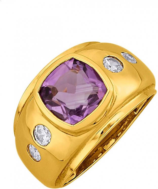 MONA Damesring met amethist en zirkonen Paars