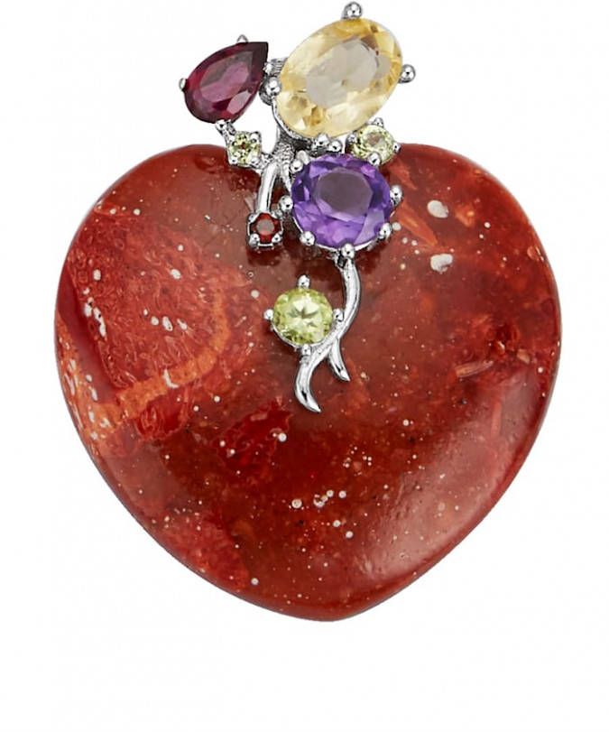 KLiNGEL Ketting Hart, met koralen, van echt zilver Zilverkleur