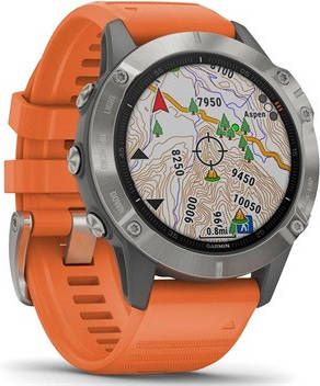 Garmin fenix 6 Sapphire Titanium Smartwatch 010 02158 14 Grijs/Oranje