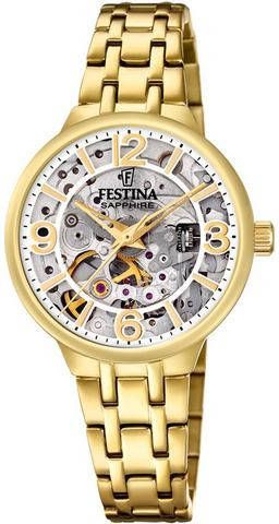 Festina Orologio Skeleton Solo Tempo , Geel, Dames