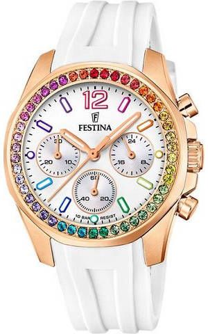 Festina Orologio Cronografo Rainbow Gomma , Wit, Dames