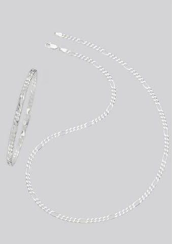 Firetti Sieradenset Ketting en armband in Figaroschakels, tweevoudig gediamanteerd(set, 2 delig )