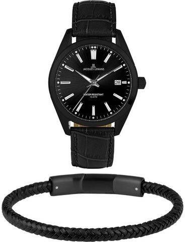 Jacques Lemans Kwartshorloge Derby Set, 1 2143A SET(set, 2 delig, Met armband )