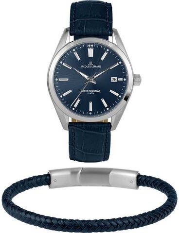 Jacques Lemans Kwartshorloge Derby Set, 1 2143C SET(set, 2 delig, Met armband )