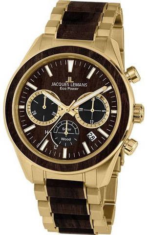 Jacques Lemans Herensolarchronograaf serie Eco Power, collectie Classic, 1 2115L Bruin