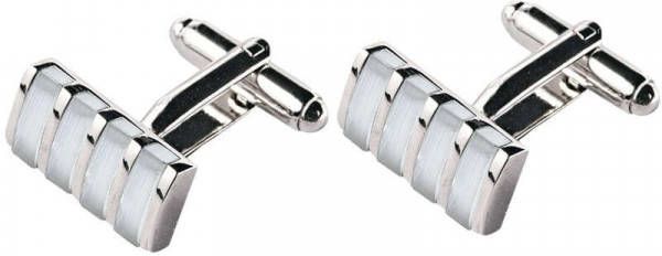 Profuomo manchetknopen wit cat's eye stripes ONE SIZE