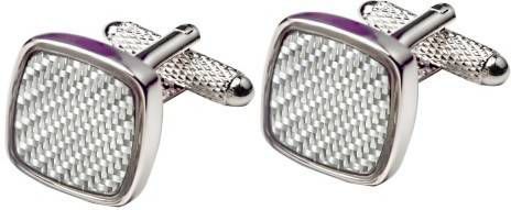 Profuomo manchetknopen wit carbon look ONE SIZE