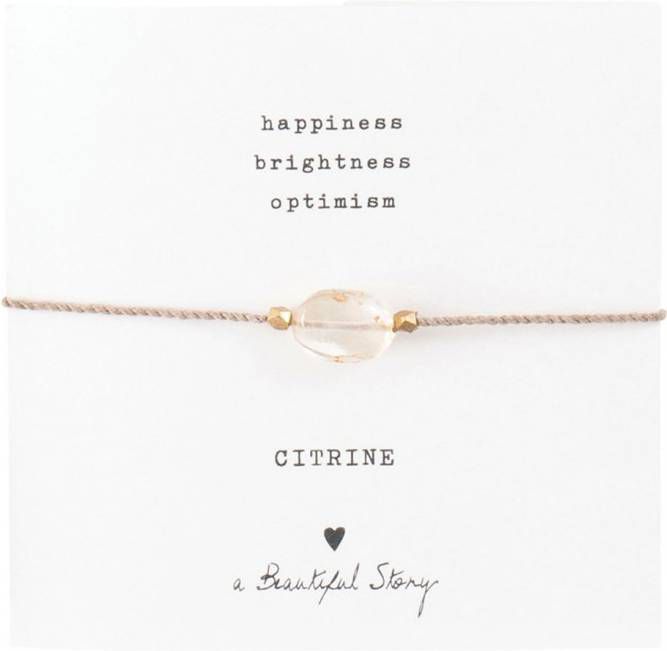 A Beautiful Story Armbanden Gemstone Card Citrine Gold Plated Bracelet Goudkleurig