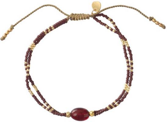 A Beautiful Story Armbanden Glimmer Garnet Gold Bracelet Rood