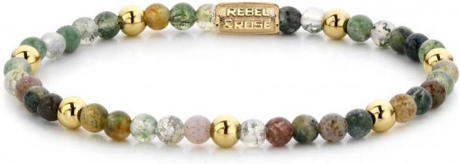 Rebel and Rose Armbanden Indian Summer 4mm yellow gold plated Groen