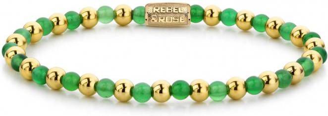 Rebel and Rose Armbanden Mix Green Harmony 4mm yellow gold plated Groen
