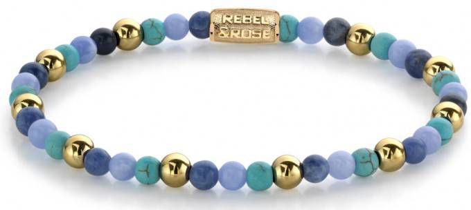 Rebel and Rose Armbanden Winter Blues 4mm yellow gold plated Turquoise