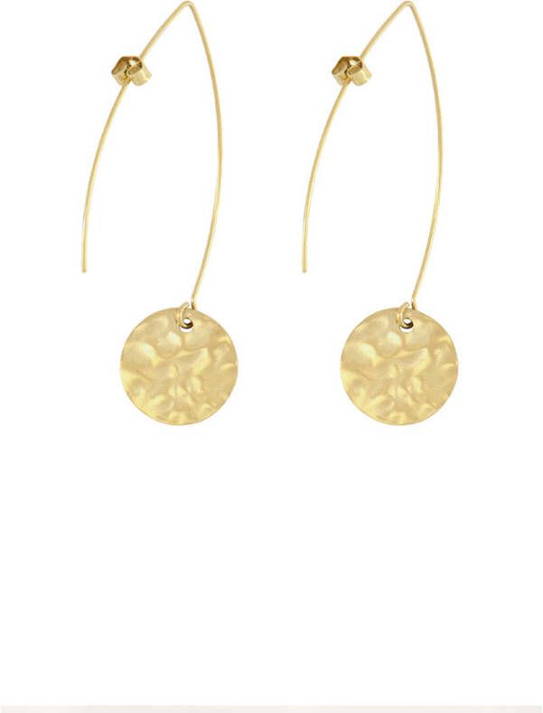 Zusss Oorbellen Met Gehammerde Hanger Goudkleurig