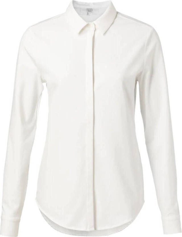 Yaya Jersey cotton blend shirt , Wit, Dames