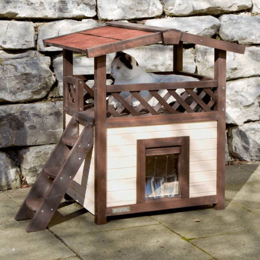 Kerbl Kattenhuis DeLuxe 4 seizoenen verwarmd 88x57x77 cm donkerbruin