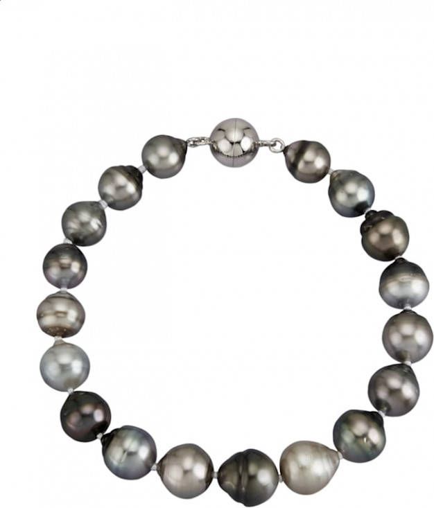 AMY VERMONT Armband met Tahiti cultivé parels Grijs