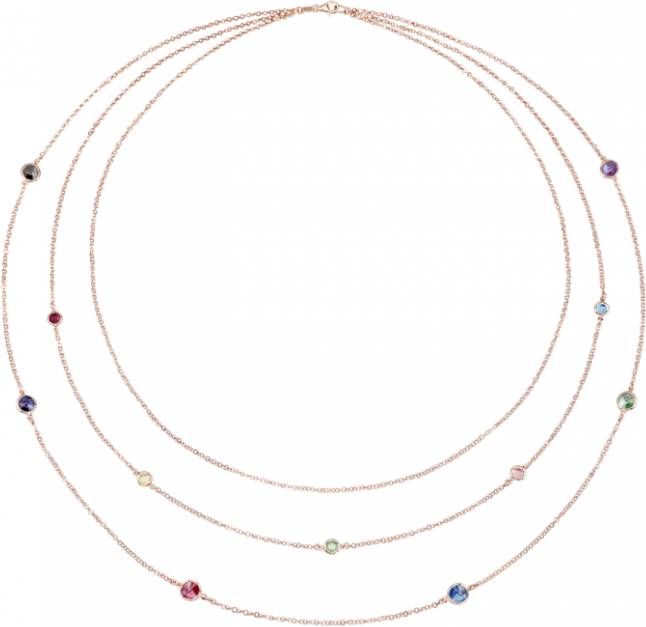 AMY VERMONT Collier met kristalsteentjes van rood verguld zilver Zilverkleur