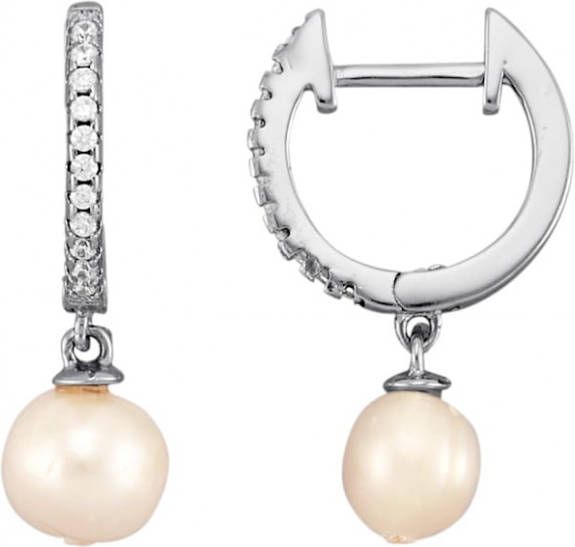 AMY VERMONT Creolen met cultivé zoetwaterparels Zilverkleur