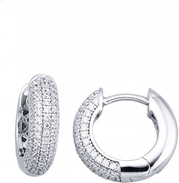 AMY VERMONT Creolen met synth. zirkonia's Zilverkleur