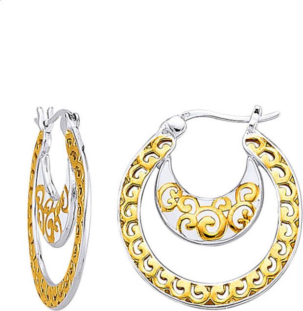 AMY VERMONT Creolen van echt zilver Bicolor