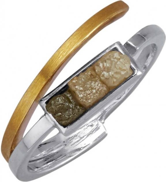 AMY VERMONT Damesring met ruwe diamanten Zilverkleur